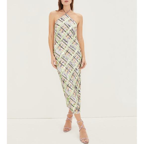 Veronica Beard Dresses & Skirts - VERONICA BEARD Women's Violet Multi Cherie Sequin Halter Bodycon Dress Size 8
